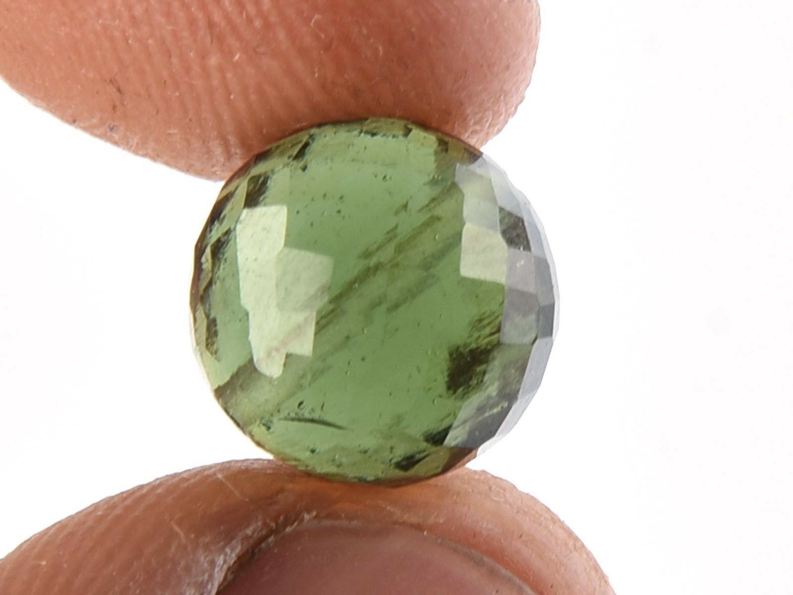 1.35g Bead Drilled Moldavite Faceted Cutted Gem 10.3mm #brus1807