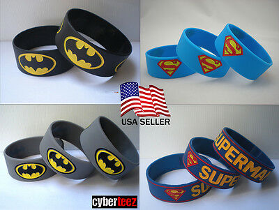Batman Superman Justice League Silicone Rubber Wristband Bracelets Usa Seller