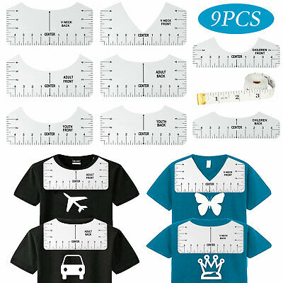 9pcs T-shirt Ruler Tool Set Alignment Diy Centering Guide For Silhouette Designs