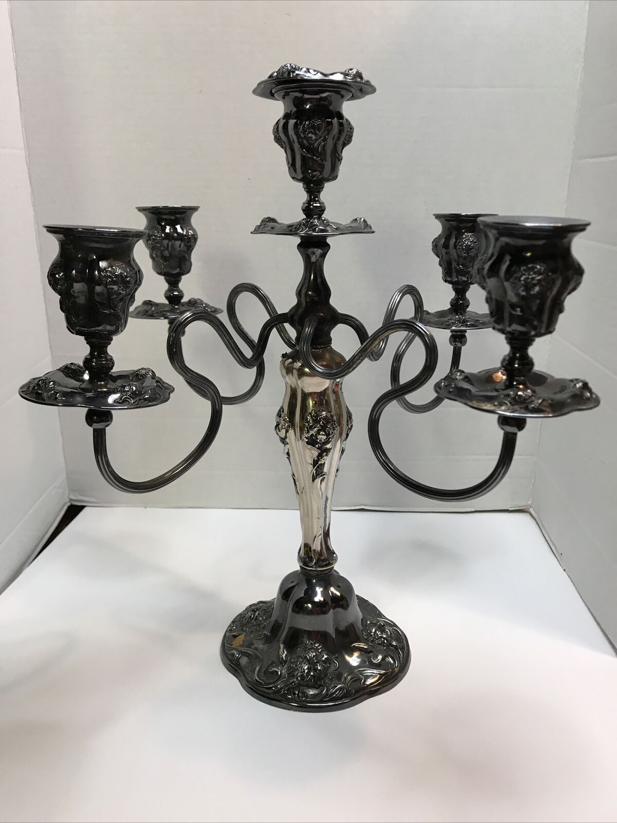 Vintage Superior Silver Co Quadruple Plated Silver Candelabra 15 " Tall