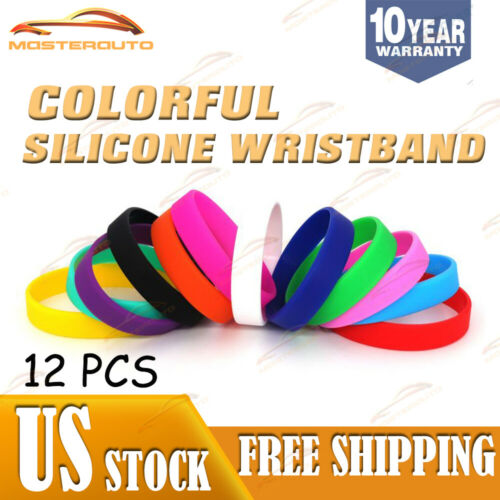 Rubber Silicone Bracelet Blank Wristband Multi Color Wrist Band Dozen