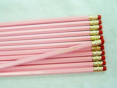 24 Hexagon "pastel Pink" Personalized Pencils