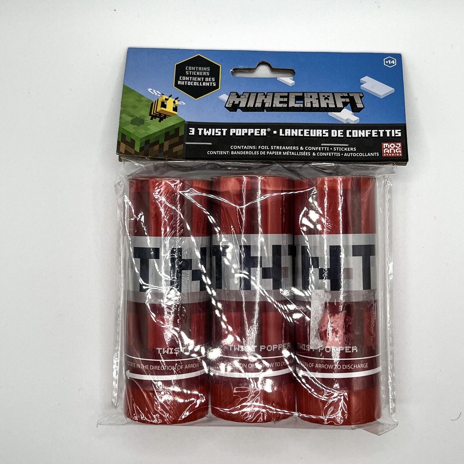 Minecraft Tnt 3 Twist Popper  Confetti Foil Streamers Stickers