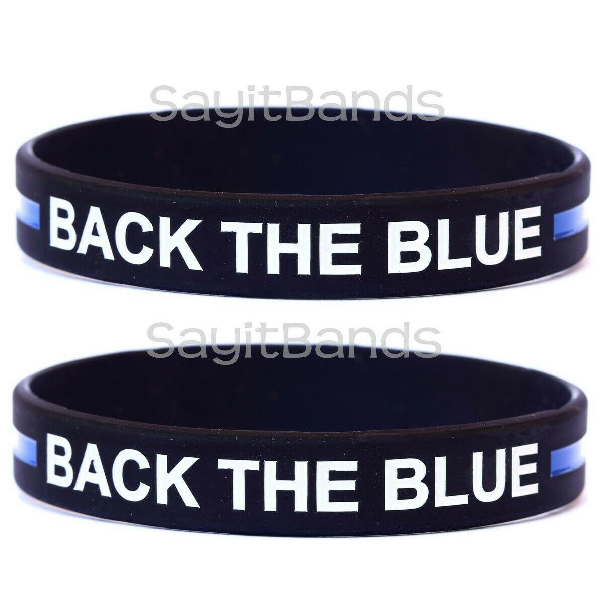 Two Back The Blue Wristbands Law Enforcement Thin Blue Line Bracelets Pick Size