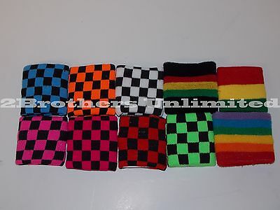 **new** Colorful Sweatband Checkered (pairs) Usa Seller
