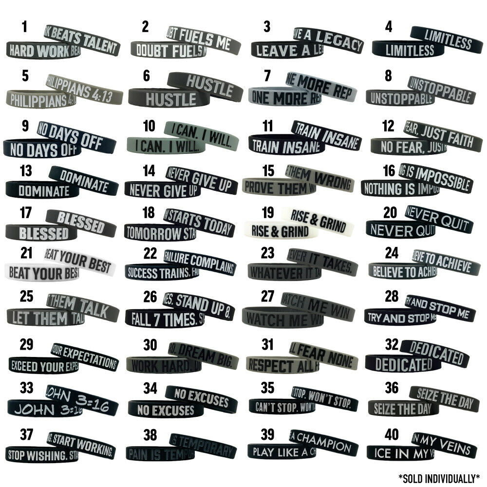 Motivational Wristbands - Wear Your Motivation! 75 Options - 3 Sizes!