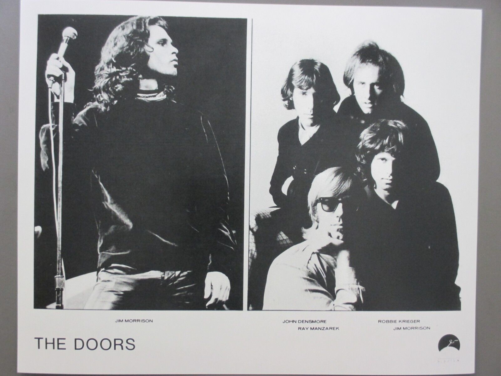 The Doors Black & White 8x10 Glossy Promo Photo Morrison & Band 2 Shots