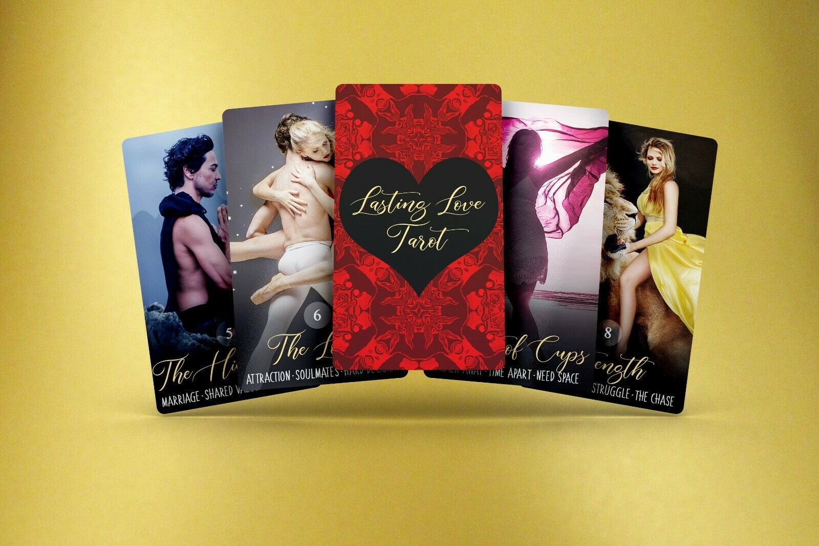 Lasting Love Tarot Beginner Deck Set + Red Velvet Bag + Rose Quartz Gilded Cards