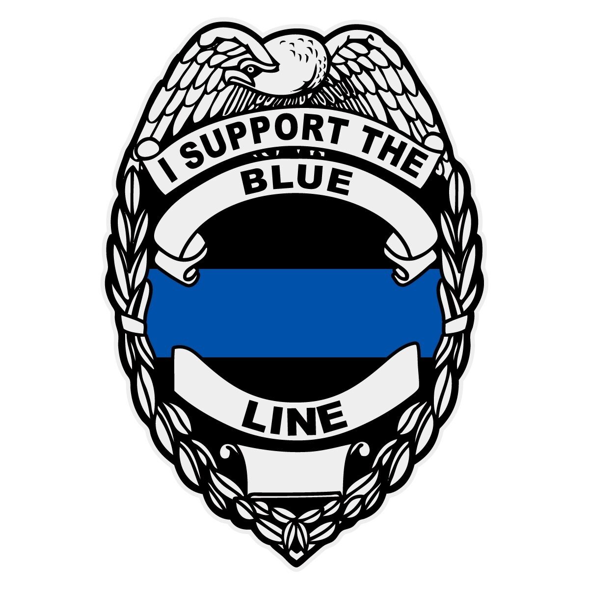 I Support The Blue Line Reflective Badge Police Law Enforcement Decal Sticker