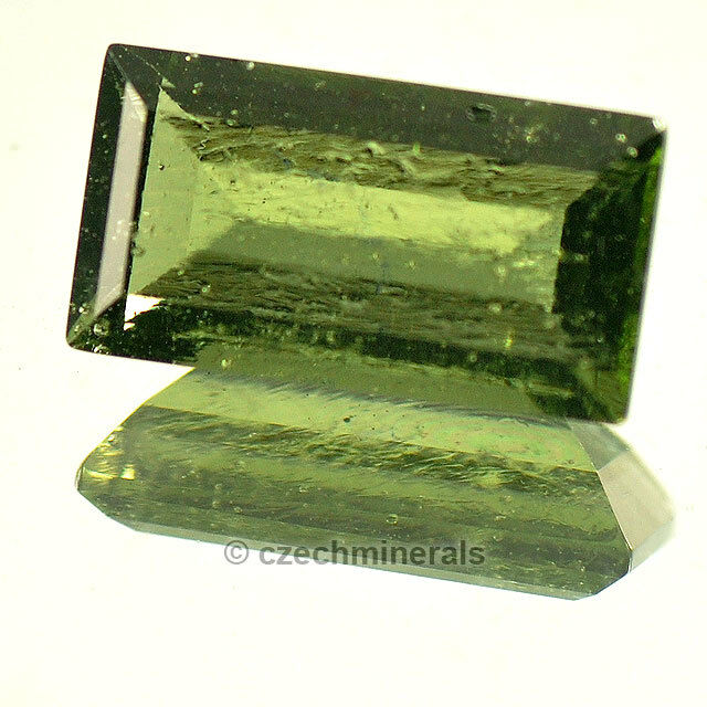 1.95cts Rectangle 6x11mm Moldavite Faceted Cutted Gem Brus716