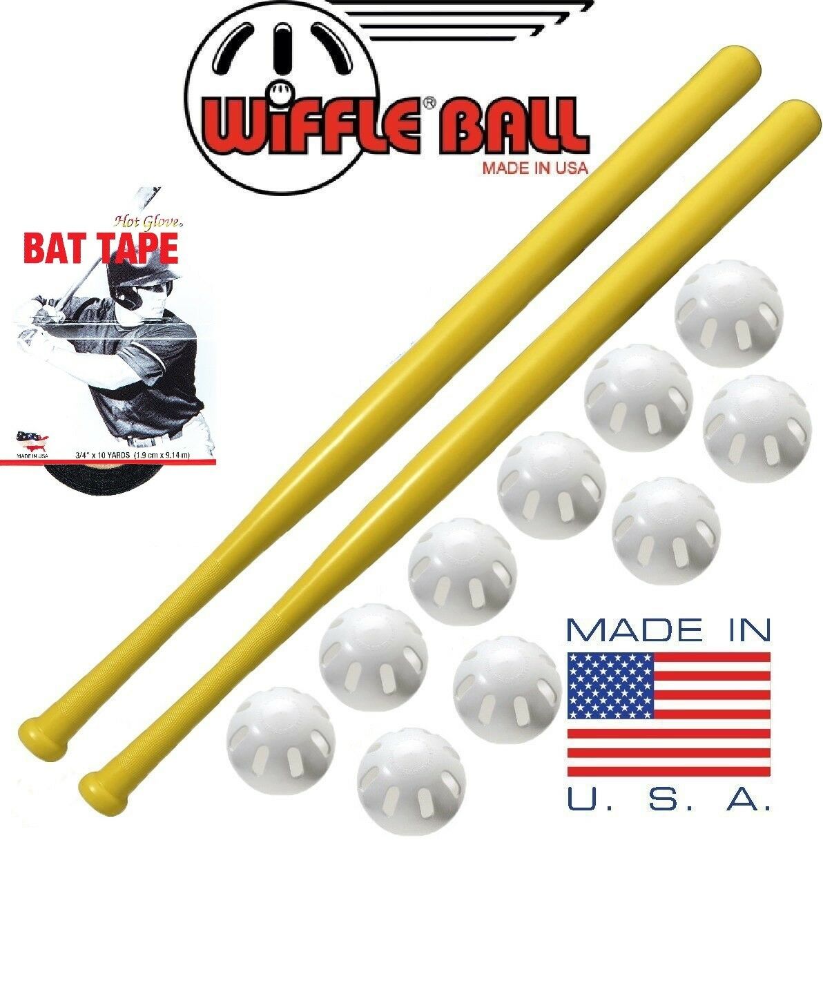 Wiffle® Ball + Bat Combo Set - 10 Wiffle® Balls, 2 Wiffle® Bats, Plus Bat Tape