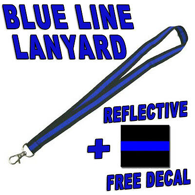Thin Blue Line Police Lanyard - Free Bonus Decal!