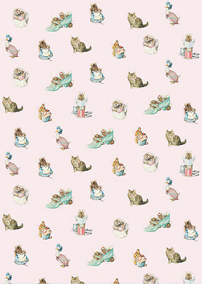 Dollhouse Miniature Pink Beatrix Potter Peter Rabbit Wallpaper 1:12 Nursery