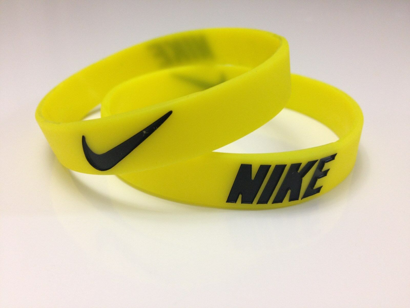Nike Sport Baller Yellow W/black Band Silicone Rubber Bracelet Wristband
