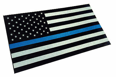 Police Officer Thin Blue Line Reflective American Flag Decal Sticker 3.5 X 2