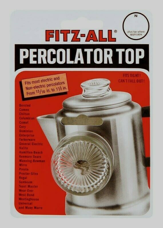 Fitz-all Glass Replacement Percolator Top Clear Universal Coffee 13/16" - 1-1/2"
