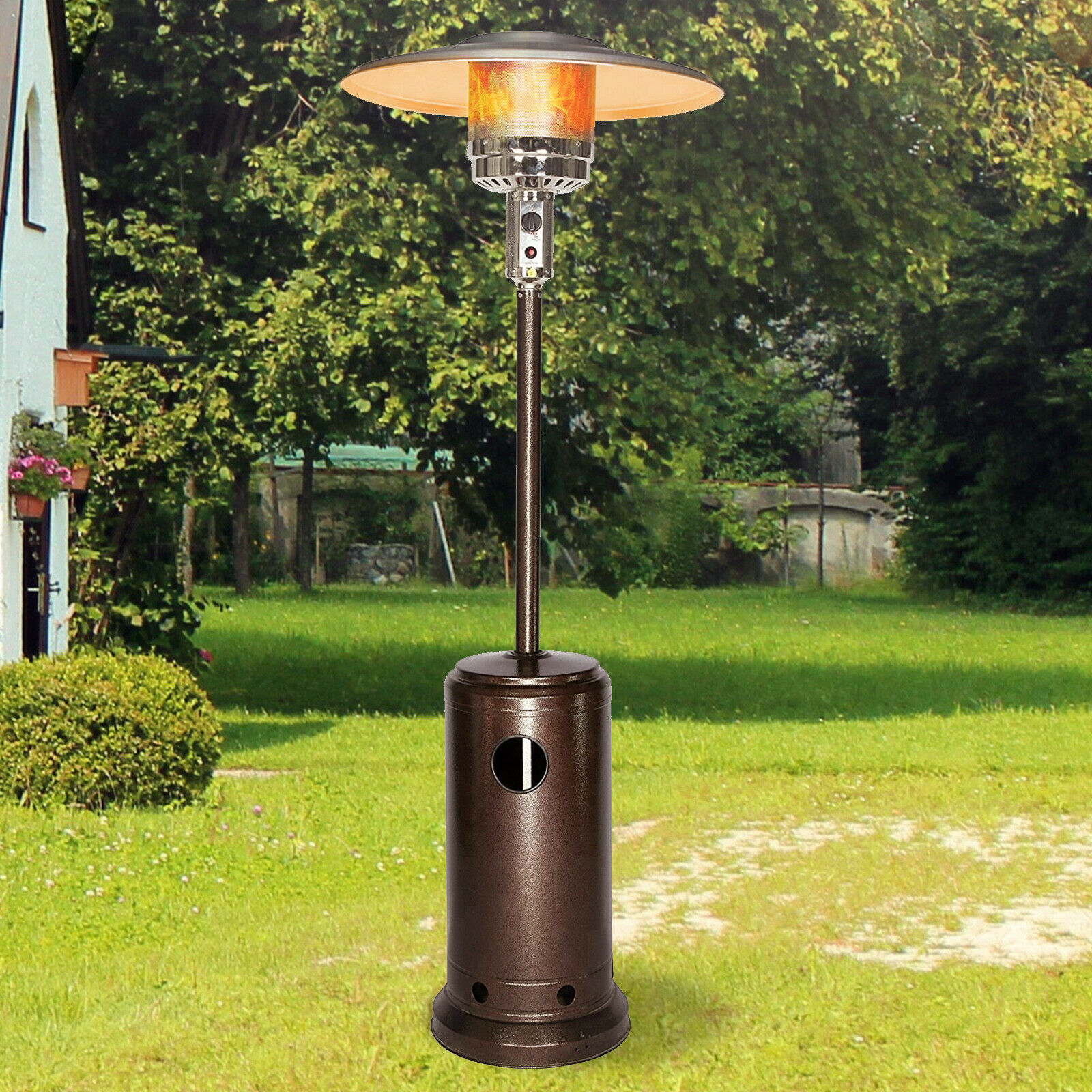 Lamqee 48000 Btu Outdoor Propane Patio Heater with Wheel Garden Cafe Restaurant