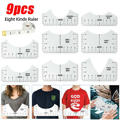 9x T-shirt Alignment Ruler Tool Centering Ruler Guide Silhouette Designs Diy Set