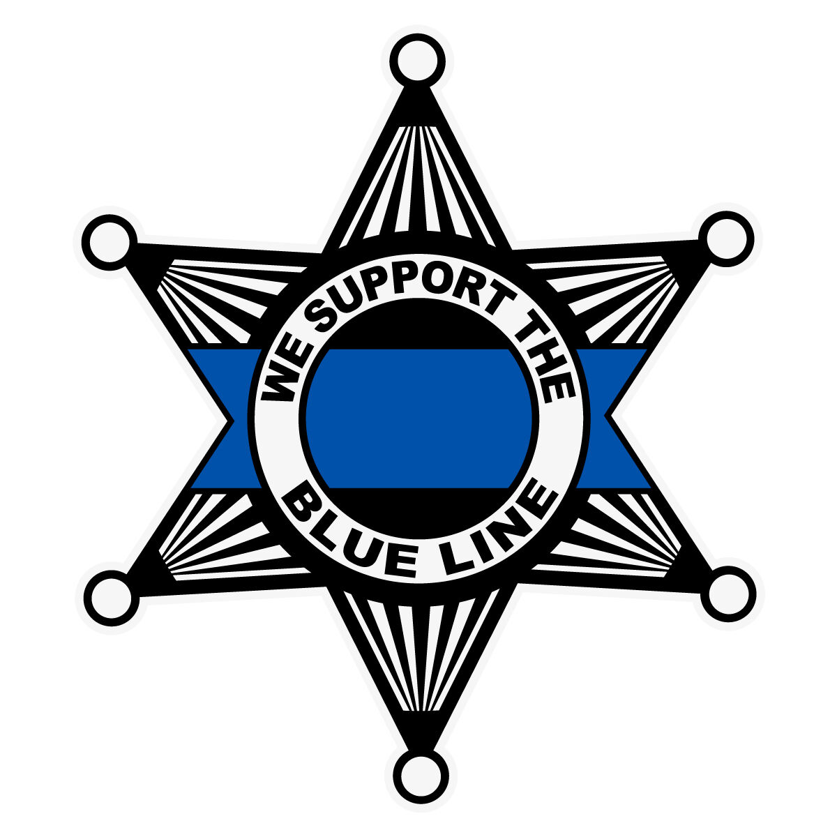 We Support The Blue Line Reflective Sheriff's Star Decal Sticker