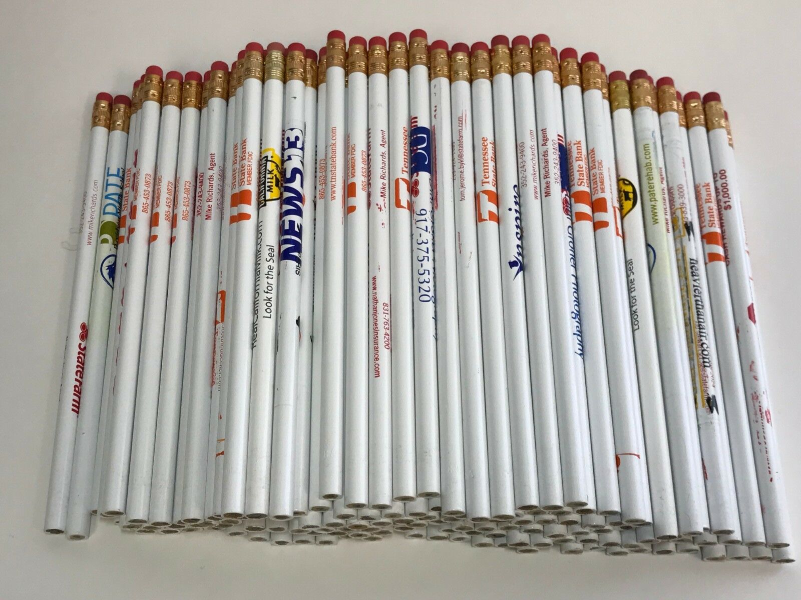 144 Lot Misprint White Pencils With Rubber Eraser #2 Lead, Bulk Wholesale Lot