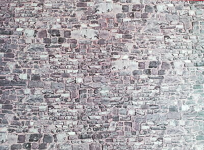 Dollhouse Miniature Gray Stone Wall Weathered Aged Embossed Card 1:12 Scale Wall