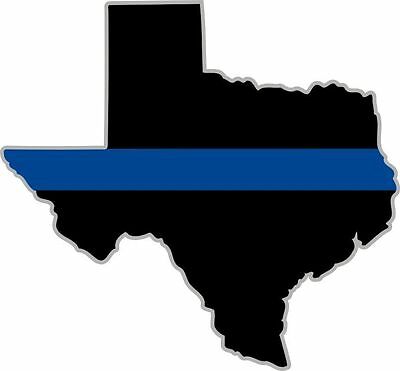 Thin Blue Line State Of Texas Decal With Silver Outline 4" X 4.3" Reflective